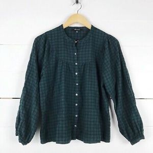 Madewell navy & green plaid top